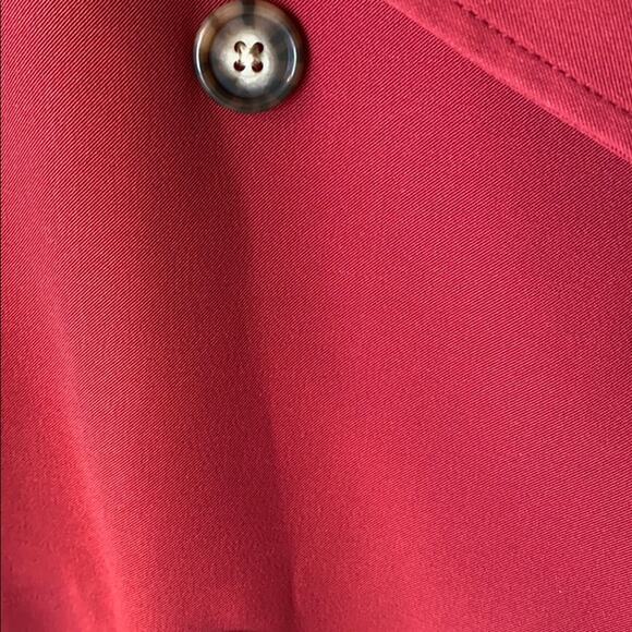 LL Bean red trench coat  jacket with plaid lining - Picture 5 of 14